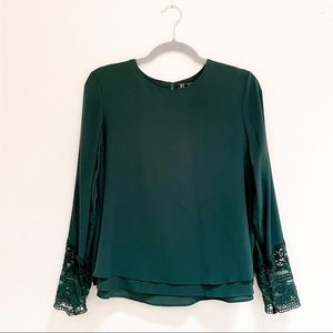 Zara Green Embroidered Sleeve Blouse